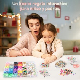 Bisuteria Pulseras DIY Kit Para Hacer Pulseras Bricolaje Cuentas 6100pcs Letras Para Bisuteria Con Tijeras, Se Pueden Utilizar Cuentas De Cristal...  