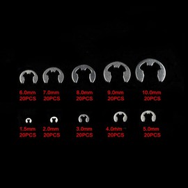 120Pcs Metric 304 Stainless Steel E Clips C Circlip Kit Retaining Ring Assorted 10 Sizes 1.5mm-10mm