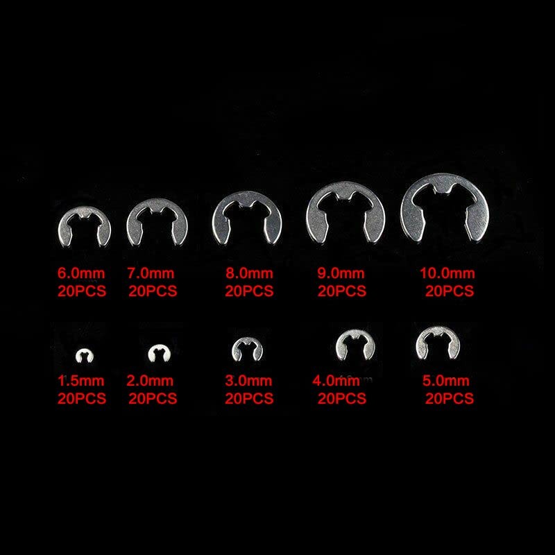 120Pcs Metric 304 Stainless Steel E Clips C Circlip Kit