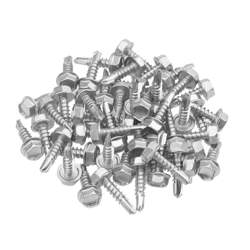 Rrina 120Pcs #10x3/4'' Self Drilling Screws with Rubber Washer, 410