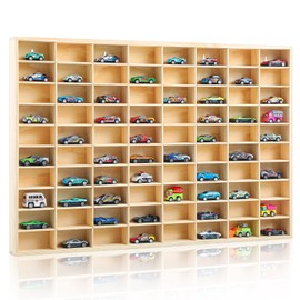 Seenelling Hot 1/64 Diecast Wheels Display Case Holds Toy Cars Wooden Wall Mount Car Display Shelf Storage Organizer Case for Toy Collectibles, Wheel, Model, 10 Layers (80 Spaces)