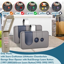 2 for Sears Craftsman Garage Door Remote 139.53680/HBW1255/139.53879/139.53859, for RED/Orange Learn Button (1997-2005) Green Learn Button(1993-1995/1997)1 for Universal Garage Door Opener Keypad