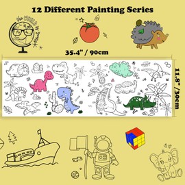 Raissily 12PCS Children’s Drawing Roll, 35.4" x 11.8" Coloring Paper Rolls Graffiti Scroll DIY Filling Picture Desktop Painting Paper for Kids Gift