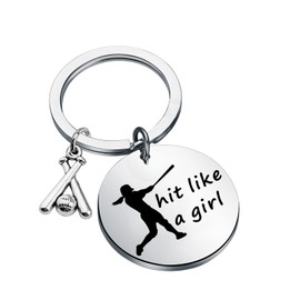 Gzrlyf Hit Like a Girl Softball Keychain Softball Player Gifts for Girls Softball Lover Gift Softball Mom Gifts for Women (Hit like a girl softball KS)