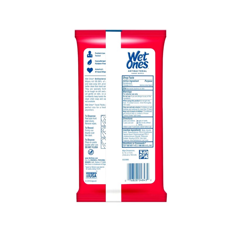 WET ONES Antibacterial Hand Wipes, Fresh Scent 20 ea (Pack