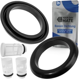 Bassin Gasket, Pack of 2, Replacement for 240.282.00.1, 890.615, Compatible with Geberit Bassin 240.500.00.1, 240.195.00.1, Sealing Ring with Outer Diameter 68 mm, Diameter 46 mm Inside, 9 mm Height,