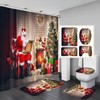 flowerlove 4 Pcs Christmas Shower Curtain Sets with Rugs for