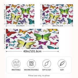 Blueangle Colorful Butterflies Satin Pillowcase for Hair and Skin Silk Pillowcase, Standard Size(20x26 inches) - Slip Cooling Satin Pillow Covers with Envelope Closure