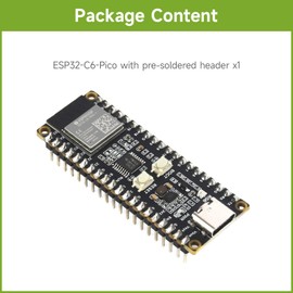 Waveshare ESP32-C6 Microcontroller with Header, WiFi 6 Development Board, 160MHz Single-Core Processor, ESP32-C6-MINI-1 Module, for Smart Home, Industrial Automation, Healthcare, Support ESP-IDF, Etc