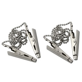 ZYAMY 2pcs Dental Bib Clips Metal Napkin Clip Chain Keep Your Napkin Securely Placed While Dining, Silver