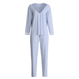 CALIDA Season Special Ladies Long Pyjamas Airy Cut with Lace Detail, Flowing and Snug, Harmony Blue