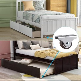 WANLIAN Mini Fixed Caster Wheels 1.25 Inch, Silent Bearing Small Plate Casters Set of 4, Metal Top TPE Rubber Low Profile Caster Wheels for Furniture Rolling Cabinet Trundle Bed Drawers