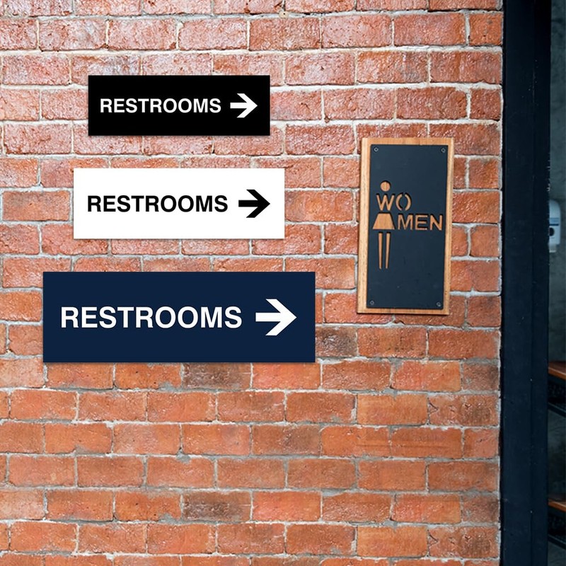 Signs ByLITA Basic Restrooms Right Arrow Directional Sign (Brushed Silver)
