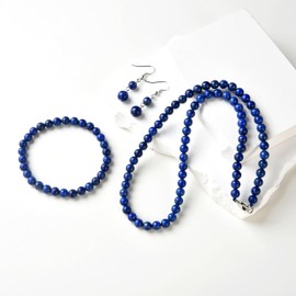 Faith Eagle Necklaces and Bracelet Set for Women Men Crystals and Healing Stones Crystal Meditation Balance Beads Strand Cool Necklace Jewelry 6mm (Lapis)