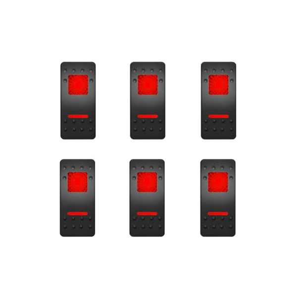 BACAUTOPARTS 6 Pack Dual Red Lens Marine Boat Rocker Switch
