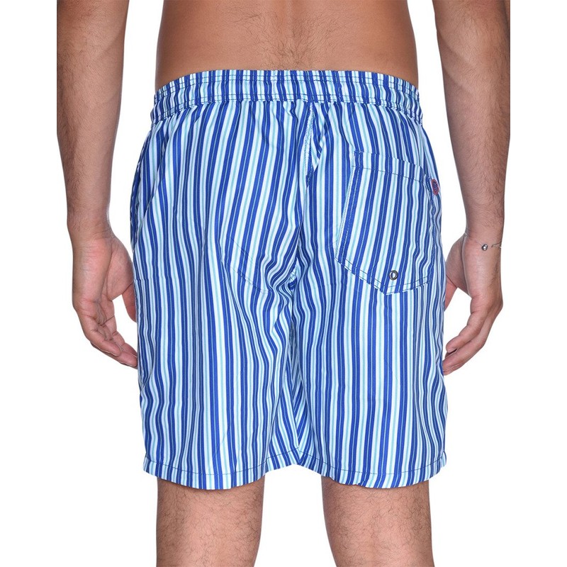 Beach Bros Rayas para Hombre, Azul, Large