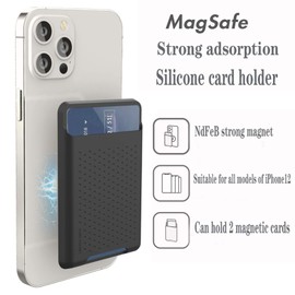 BIAJIYA Card Holder for Back of Phone for Stand MagSafe Magnetic Silicone Wallet Compatible with iPhone17/16/15/14/13/12/12 Pro/ 12 Mini/ 12 Pro Max (Green)