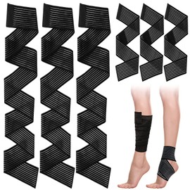 Unittype 6 Pack Elastic Calf Compression Bandage Sport Leg Compression Wraps Adjustable Sleeve Support Knee Brace Bands for Women Men Ankle Elbow Wrist Replacement Black White, 2 Sizes