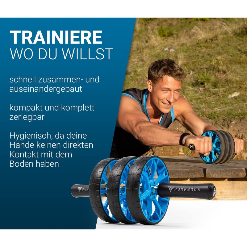 Pump Bros Premium Abdominal Roller with Knee Mat, Abdominal Trainer