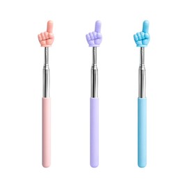 PMTFUMY 3-pack mini retractable teacher stick, retractable finger pin, blue, pink, purple retractable finger indicator stick, suitable for classroom aids