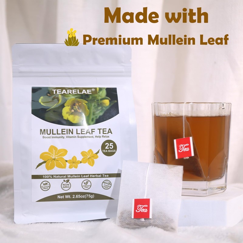 TEARELAE - Mullein Tea Bags For Lungs - 2.65 oz/75g