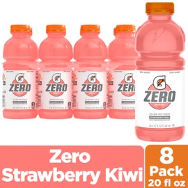 Gatorade Thirst Quencher Zero Sugar Sports Drink, Strawberry Kiwi, 20oz Bottles, 8 Pack, Electrolytes for Rehydration