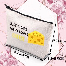 PLITI Cheese Gifts for Women, Cheese Lovers, Gifts Just a Girl Who Loves Cheese, Cosmetic Bag for Foodies, Girl Loves Cheese U