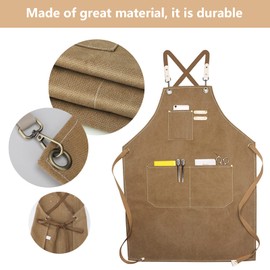 ChuerTech Men's Work Apron, Heavy Duty Tool Apron for Men, Work Apron with 3 Tool Pockets for Kitchen, Garden, Ceramic, Workshop, Garage and More for Men & Women - Black, brown, 57 x 78CM