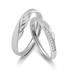 Meissa Eheringe Silber Verstellbare Partnerringe 925 für Sie und Ihn mit Zirkonia Herrenring 4mm Verlobungsring & Trauring Paarpreis Geschenk zum Valentinstag, Jahrestag, ​Set aus zwei Ringen