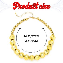 Handcess Chunky Necklace Gold Punk Beaded Necklaces Thick Necklace Chain for Women