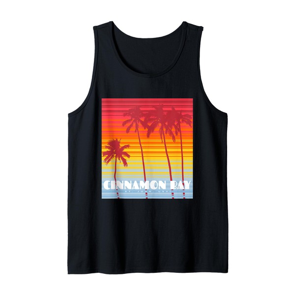 Cinnamon Bay St. John USVI Retro Sunset Stripes Tank Top