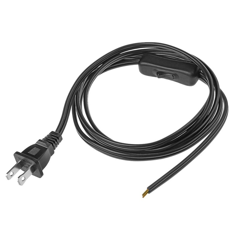 Lamp Cord has Button Switch UL304 2A/120V,Plug,Stripped Ends Ready for