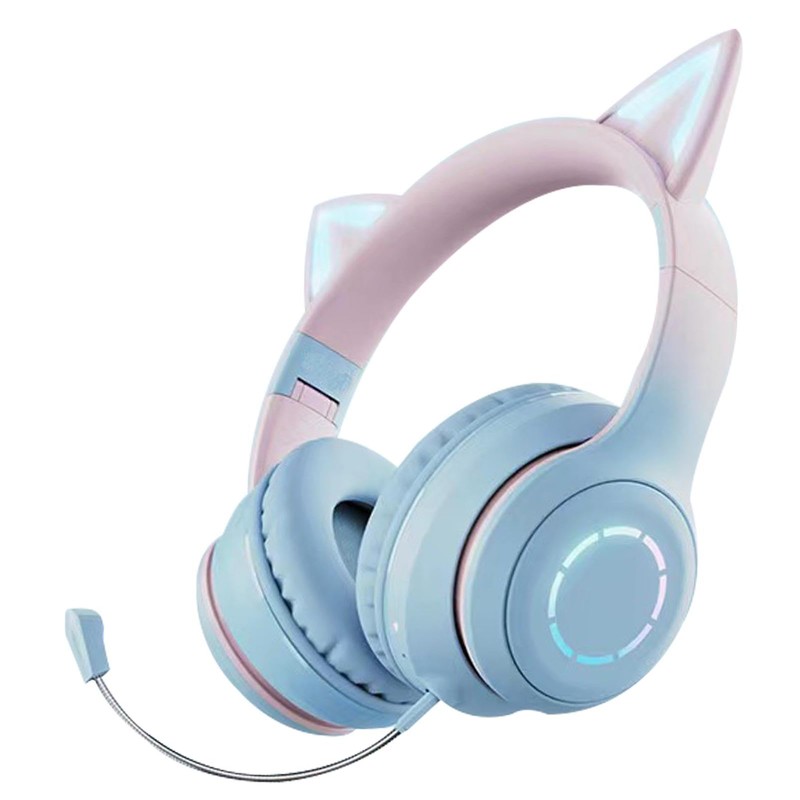 RGB Cat Ear Headphones,Wireless Foldable & Wired Over Ear Headphones