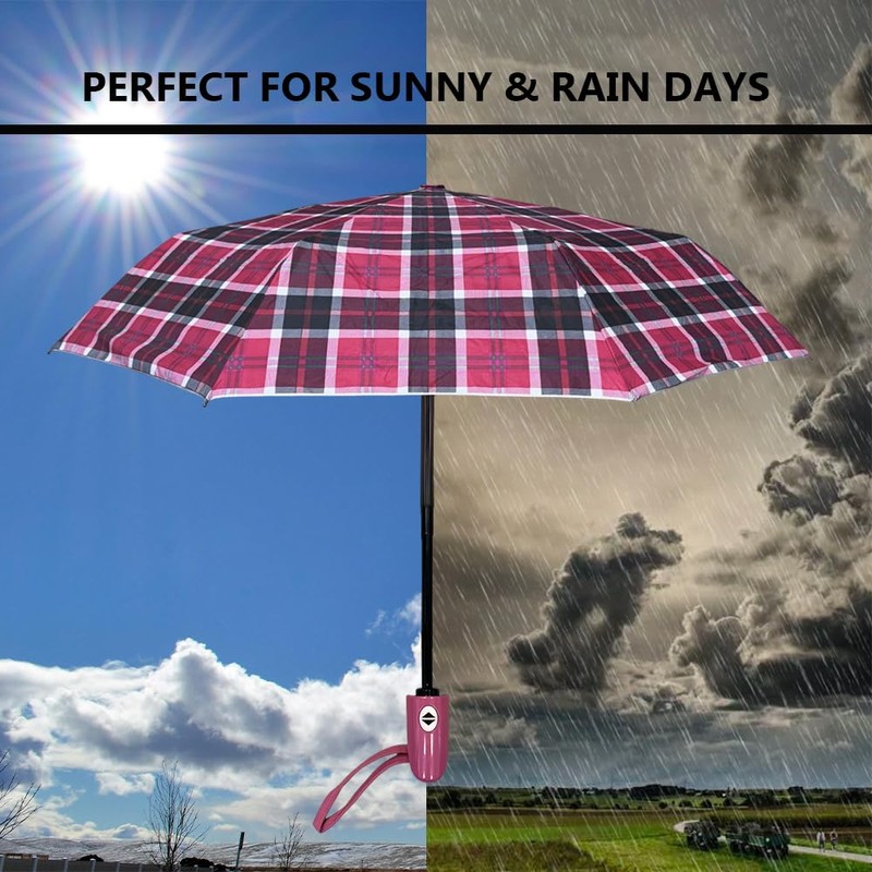 8-Rib Three-Fold Automatic Silver Umbrella, Sun and Rain Dual-Use -