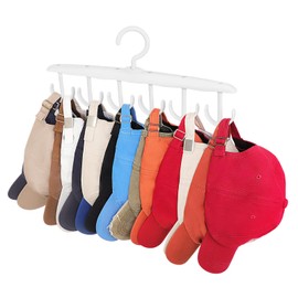 XQXA Hat Hangers for Closet, 1-Pack Hat Organizer for Baseball Caps, 360-Degree Rotation Hat Holder Storage with 12 Hooks, Organizador de Gorras - Gift for Men, Women, White