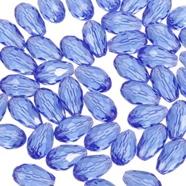 PATIKIL 10mm Faceted Glass Beads, 50 Pcs Blue Bicone Birthstone Bead Vertical Hole for DIY Crafting Bracelet Necklace Jewelry Making