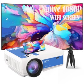 Projector with Wifi and Bluetooth,Staratlas Native Resolution 1080P,Tv Projector for Bedroom,Support Screen Mirror,Mini Portable Projector,12000L,Movie Projector Indoor (White-Blue)