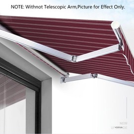 Retractable Awning Shade Fabric Replacements High Lightfastness Window Balcony Garden Durable Canopy Cover Heavy Duty 280g Polyester,frameless(Size:16x4.9ft,Color:Stripe)
