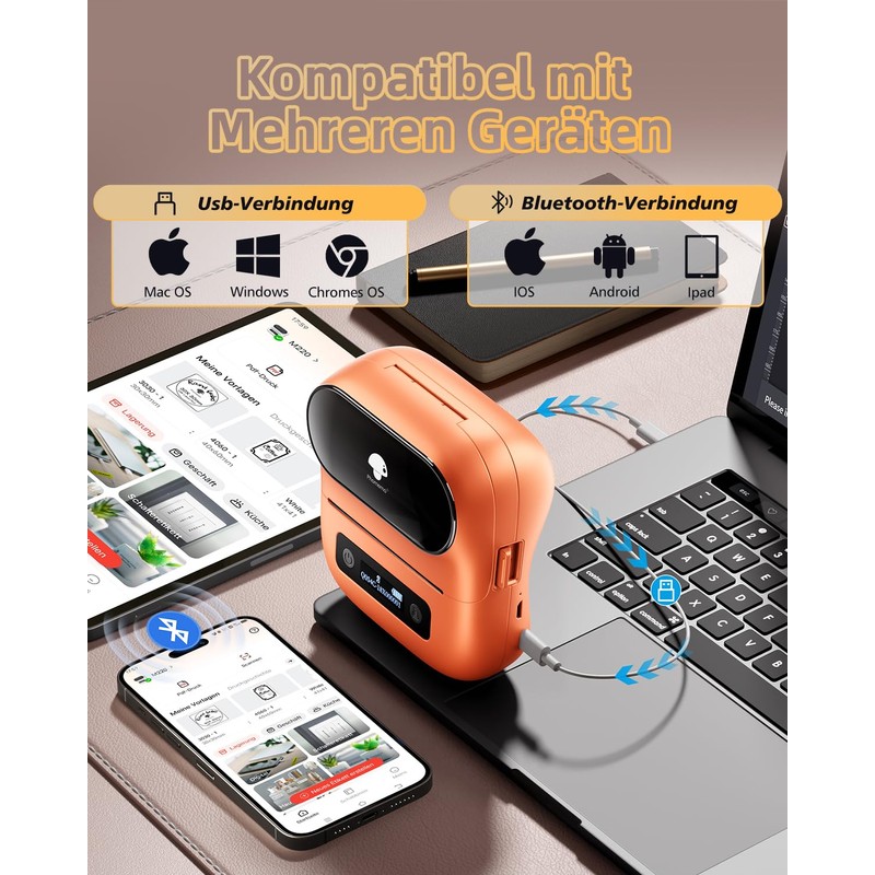 Phomemo M220 Bluetooth Label Printer, Portable Thermal Labelling Device, Upgrade