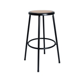 OEF Furnishings EasyBuild Stool – Heavy-Duty 18-Gauge Steel Frame, Round Masonite Seat, Welded Footrest Support, Non-Marring Glides – 30" Stool Seat Height, Black