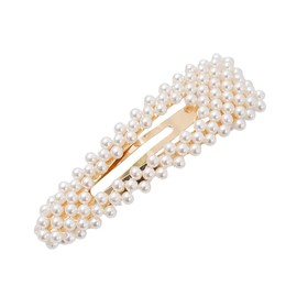 ALOHAMONI Pearl Hair Clip, Rich Pearl, Hairpin, Barrette, Banana Clip, Big, Large, Sleep, Patched, Bangs, Hair Accessories, Hair Closure, Korean Orchan (Triangle)