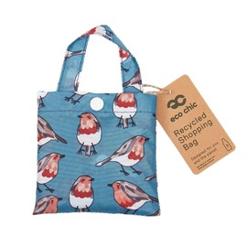 ECO CHIC Lightweight Foldable Reusable Shopping Bag Water Resistant Tote Bag (Robins Teal)
