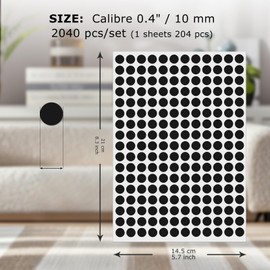 FINDAT Black Round Labels 0.4 Inch Vinyl Dot Stickers Self-Adhesive Removable Color Coding Decals Waterproof Circle Tag for Office Home Inventory 2040 PCS