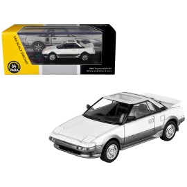 DCD 1985 Toyota MR2 MK1 White and Silver Metallic with Sun Roof 1/64 Diecast Model Car by Paragon Models