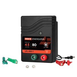 Electric Fence Charger AC Powered 80 Mile 250 Acres, 110 Volt 4.5 Joule Plug-in Electric Fence Energizer, Output Voltage Max 10 kV for Livestock, Preventing Predators from Intruding