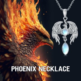 TIGER RIDER Sterling Silver Phoenix Necklace for Women Moonstone Necklace Phoenix Pendant Jewelry Mothers Day Birthday Gifts for Mom Mother