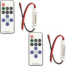 LITAELEK 2pcs LED Strip Controller LED Strip Dimmer Controller DC 5V-24V 5A Receiver RF Wireless Remote LED Strip Remote Control Controller for 2-Pin Monochrome COB LED Strip and SMD LED Strip