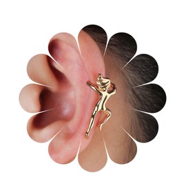 Allereya Climbing Man Ear Climbing Earrings Human Shape Clip Earring Helix Ear Clip Cartilage Earring Gold Man Ear Cuff Earrings Jewellery for Women and Girls, Zinc, No Gemstone