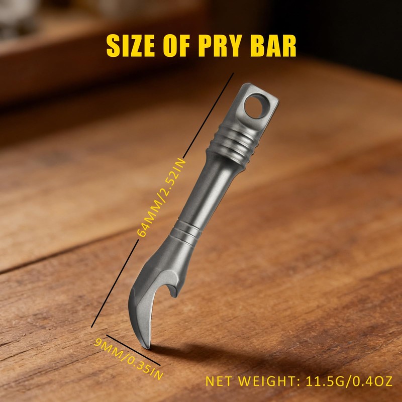 Titanium EDC Pry Bar, Multitool with Keychain Hole, for Opening