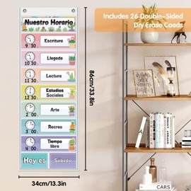 Spanish Daily Schedule Pocket Chart for Classroom- a Versatile and Engaging Tool to Help Students Stay Organized and on Track Throughout The Day (White)